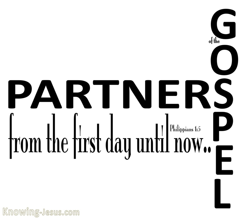 Philippians 1:5 Partners Of The Gospel (white)